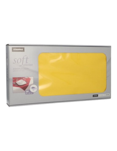 Manteles centro mesa papel aspecto tela amarillo 80 x 80 cm Soft Selection