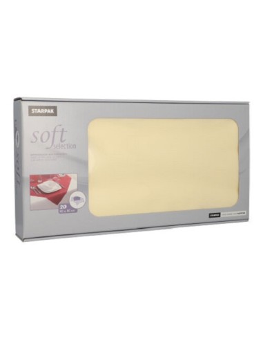Manteles centro mesa papel aspecto tela crema 80 x 80 cm Soft Selection