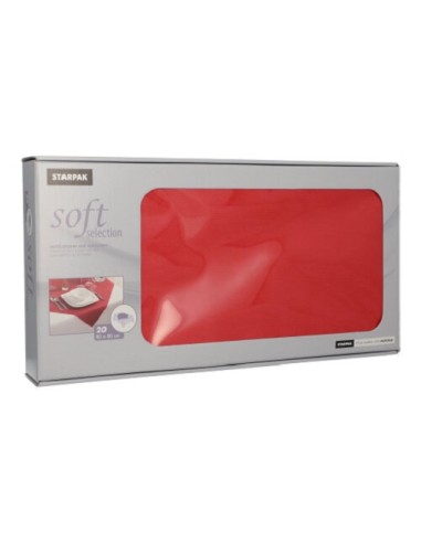 Manteles centro mesa papel aspecto tela rojo 80 x 80 cm Soft Selection