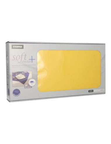 Toalha de mesa papel individual cor amarelo Soft Selection Plus 80 x 80 cm