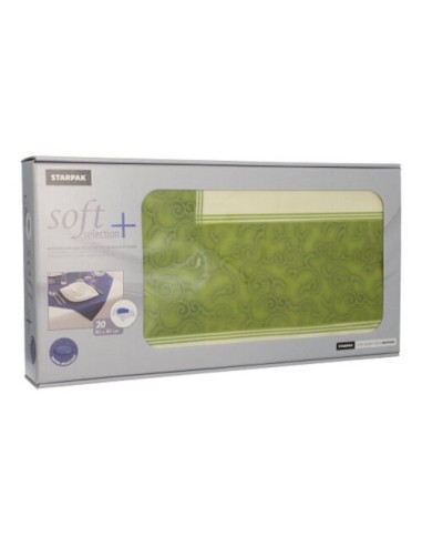Manteles de papel individuales decorados Casali verde oliva 80 x 80 cm Soft Selection