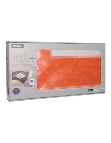 Manteles de papel individuales decorados Casali 80 x 80 cm naranja Soft Selection Plus