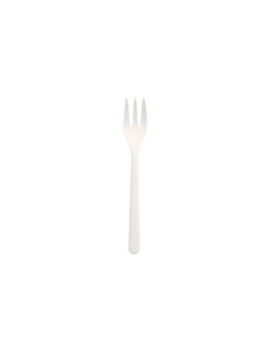 Tenedores de piscolabis reutilizables Bio-PP color blanco 13 cm