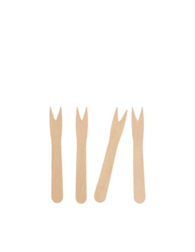 Tenedores de madera económicos para patatas fritas Pure 8,5 cm