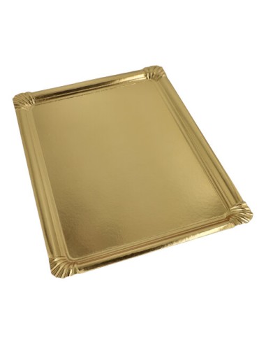 Travessas de serviço cartão com revestimento PET dourado 34 x 45,5 cm