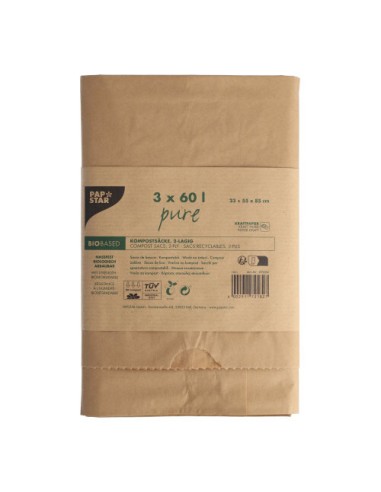 Bolsas basura orgánica papel marrón biodegradables 60 l