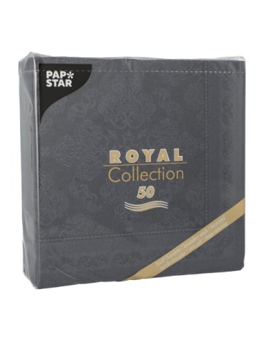 Servilletas de papel decoradas Royal Collection 40 x 40 cm negro Arabesque