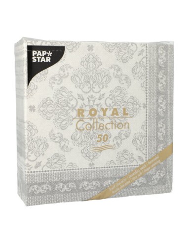 Guardanapos de papel decorados Royal Collection 40 x 40 cm cinza Arabesque