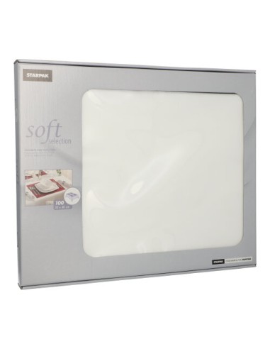 Mantelitos individuales papel aspecto tela blanco 30 x 40 cm Soft Selection