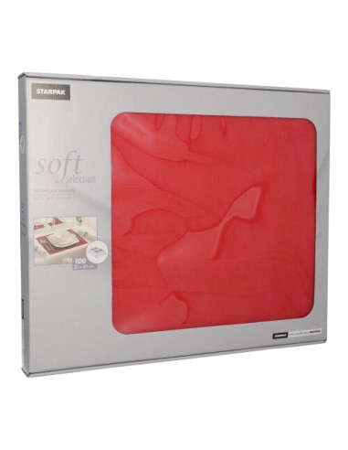 Mantelitos individuales papel aspecto tela rojo 30 x 40 cm Soft Selection
