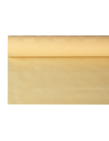 Toalha de mesa papel com relevo damasco 8 x 1,2 m creme