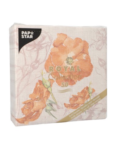 Servilletas de papel decoradas Blossom naranja Royal Collection 40 x 40 cm