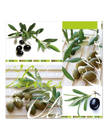 Servilletas de papel decoradas calidad fotográfica olivas verde 33 x 33 cm