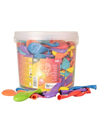 Balões de cores sortidas em lata de plástico Ø 19 cm