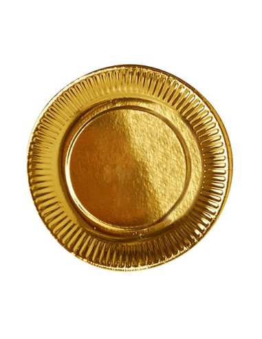 Pratos redondos de cartão cor ouro Ø 19 cm