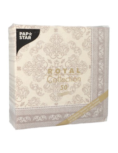Servilletas de papel decoradas Royal Collection 40 x 40 cm mocca Arabesque