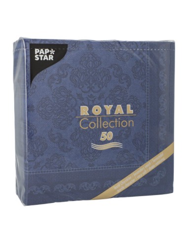 Servilletas de papel decoradas Royal Collection 40 x 40 cm azul oscuro Arabesque