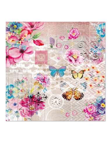 Guardanapos de papel decorados borboletas rosa 33 x 33 cm