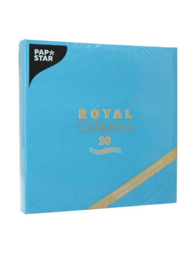 Guardanapos de papel aspecto tecido cor azul turquesa Royal Collection 40 x 40 cm