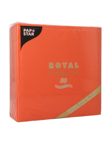 Servilletas papel aspecto tela naranja intenso Royal Collection 40 x40 cm