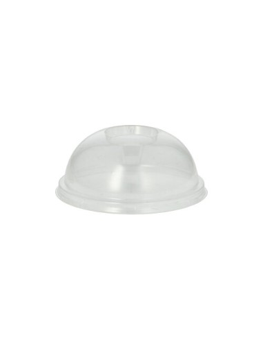 Tapas cúpula para vaso bioplástico PLA transparente con agujero Pure