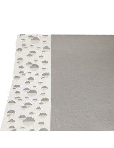 Rollo mantel de papel lacado decorado 3 x 1,20 m gris Pastilles