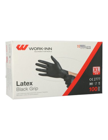 Luvas de látex cor preto descartáveis sem talco Medida XL Black Grip