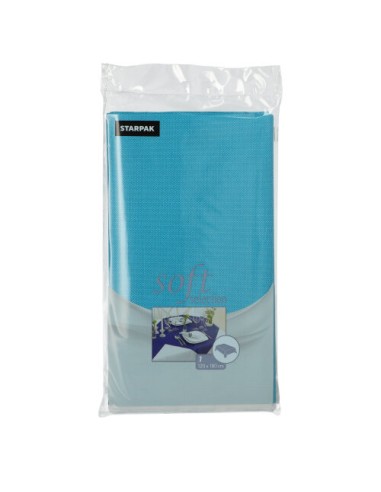 Manteles individuales aspecto tela papel azul turquesa 120 x 180 cm Soft Selection