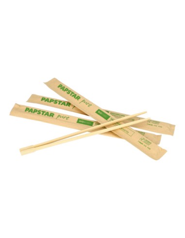 Palillos chinos madera envueltos individualmente 23cm