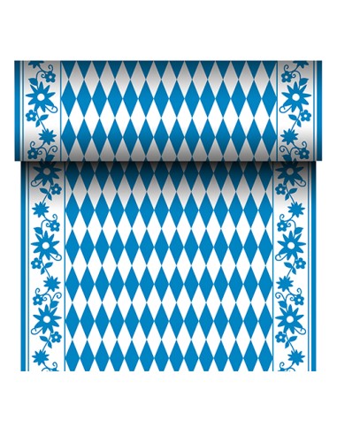 Camino mesa papel aspecto tela Baviera Azul 24 m x 40 cm