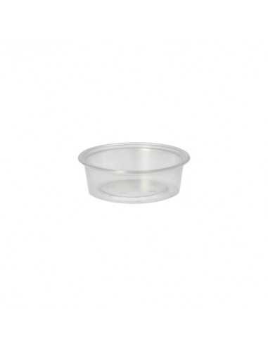 Salseras redondas de plástico PP transparente desechables 50 ml