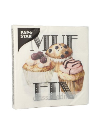 Guardanapos de papel decorados Muffin 33 x 33 cm