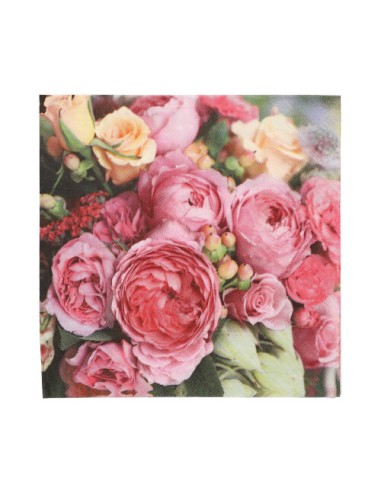 Servilletas de papel decoradas con rosas 33 x 33 cm