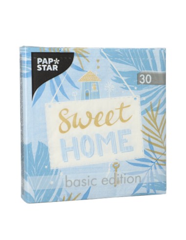 Guardanapos de papel decorados Sweet Home azul 33 x 33 cm