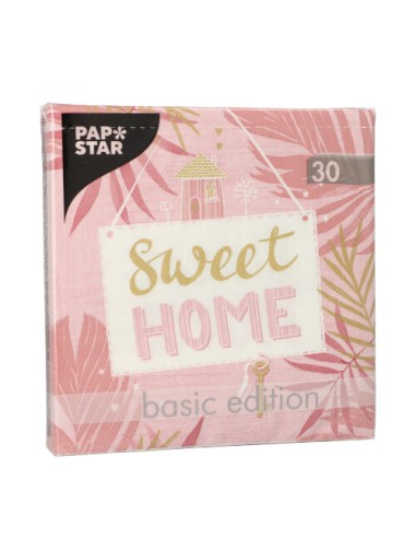 Guardanapos de papel decorados Sweet Home rosa 33 x 33 cm