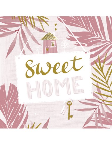Guardanapos de papel decorados Sweet Home rosa 33 x 33 cm