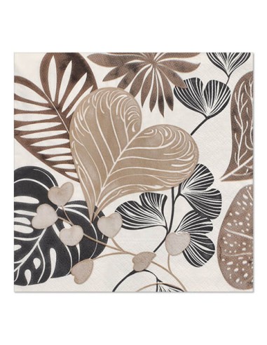 Guardanapos de papel decorados com padrão floral castanho 33 x 33cm