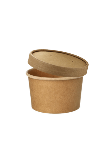 Envases de cartón kraft compostables con tapa cartón 230 ml