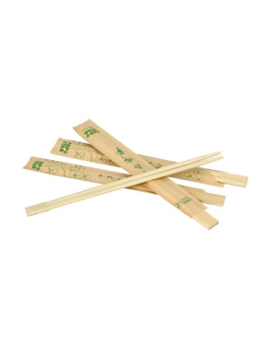 Palillos chinos madera envueltos para servicio 23 cm