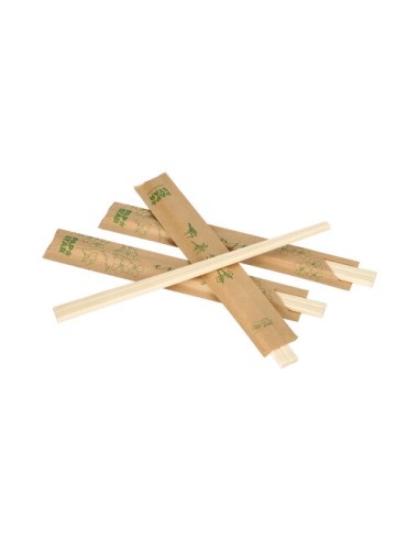 Palillos chinos de madera envueltos para servicio 21 cm