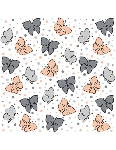 Guardanapos de papel decorados borboletas cinza 33 x 33 cm