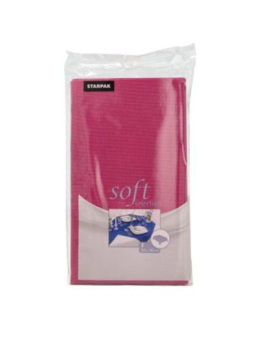 Toalhas de mesa de papel efeito tecido rosa 120 x 180 cm Soft Selection