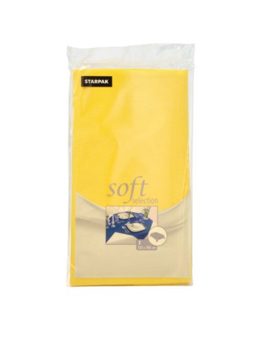 Mantel individual aspecto tela papel amarillo 120 x 180 cm Soft Selection