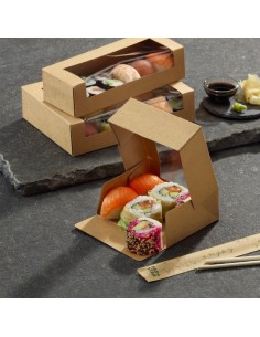 Caja Plegadiza Lunch En Kraft Para Sushi / Caja X 1.000 Uds