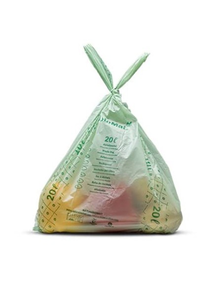 Bolsas de basura compostables color verde con asas 15 litros