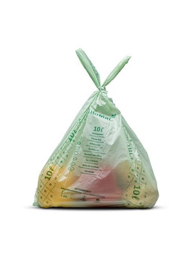 Bolsas de basura compostables color verde con asa 10 litros