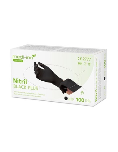 Guantes de nitrilo color negro sin talco talla M