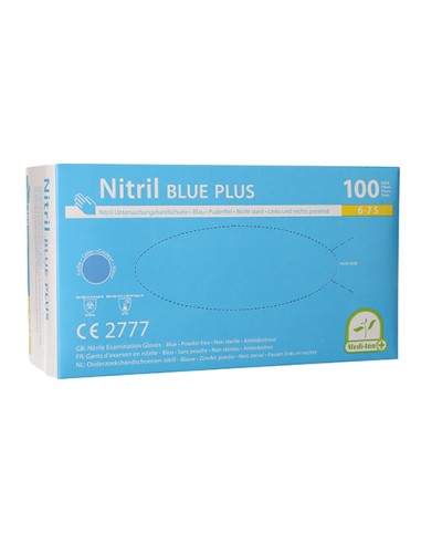 Luvas de nitrilo sem pó cor azul Medi-Inn Blue Plus
