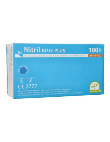 Guantes de nitrilo azul sin talco talla XXL Blue Plus