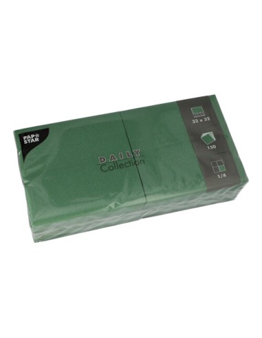 Guardanapos de papel tecido cor verde escuro 32 x 32 cm 1/4 Daily Collection
